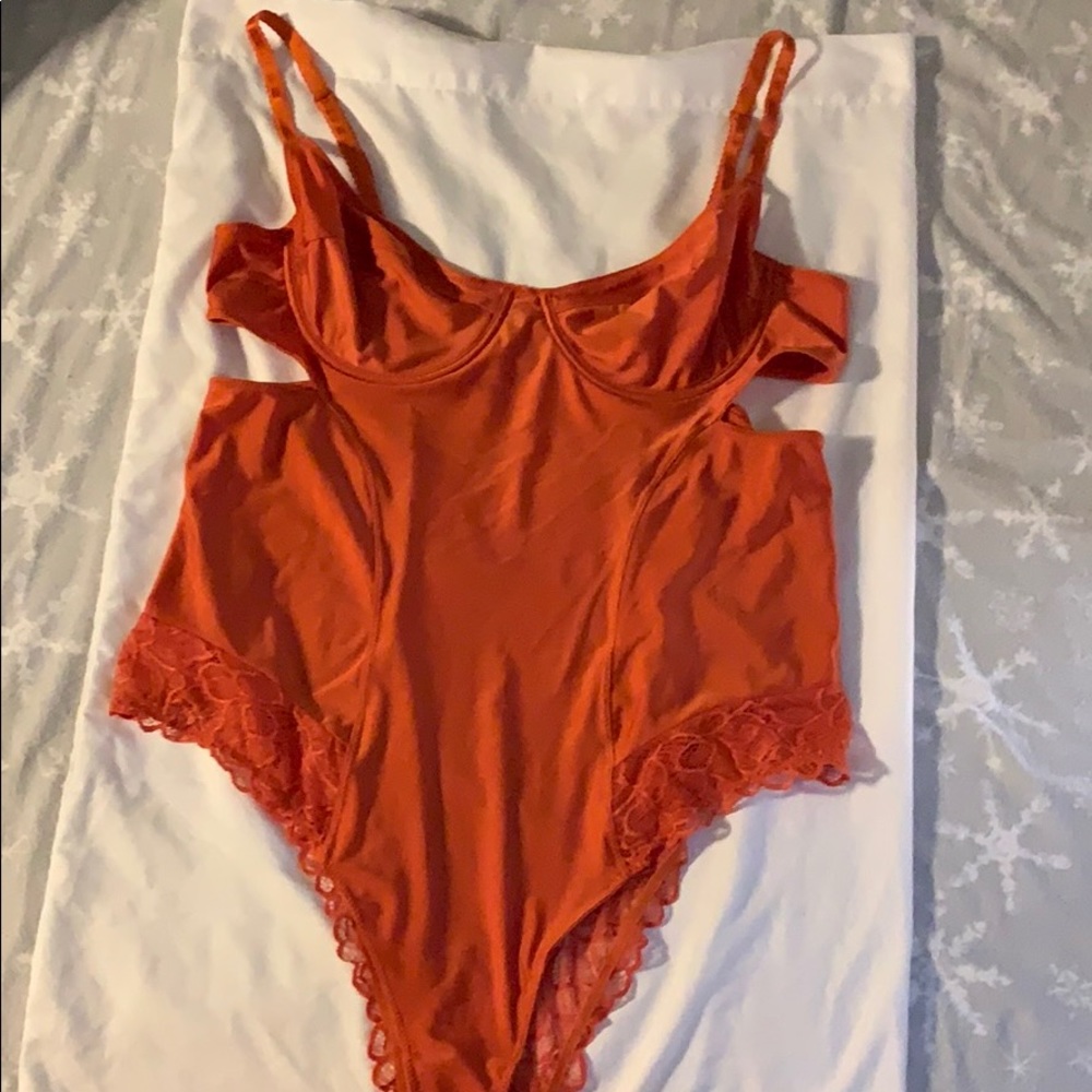 Urban outfitters orange silk bodysuit